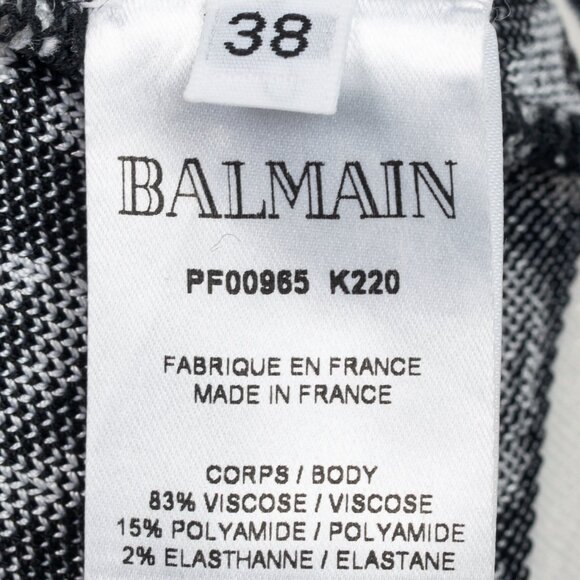 Balmain Black & White Knit All-Over Logo-Stripe Bodysuit - Picture 8 of 9